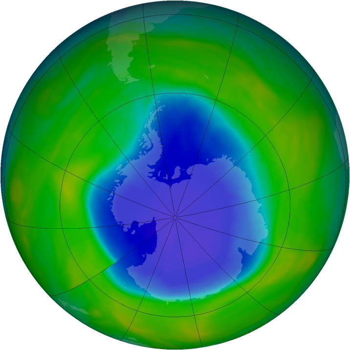 Antarctic ozone map for 04 November 2004